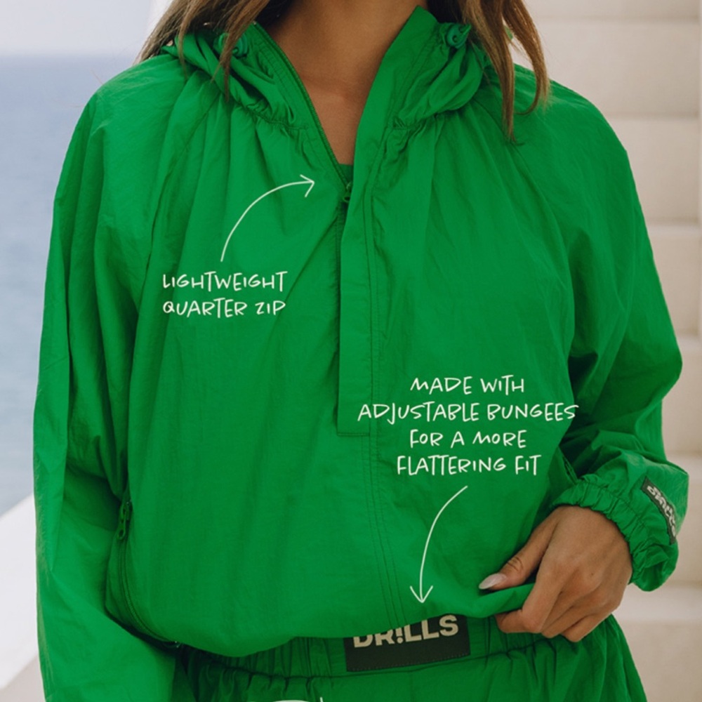 Brand New Green Daily Drills Rain Jacket